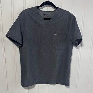 Figs Leon Gray V Neck Scrub Top Mens S Small Technical Collection